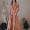 Dusty Pink Maxi Dress Bohemian Evening Belted Bridesmaid