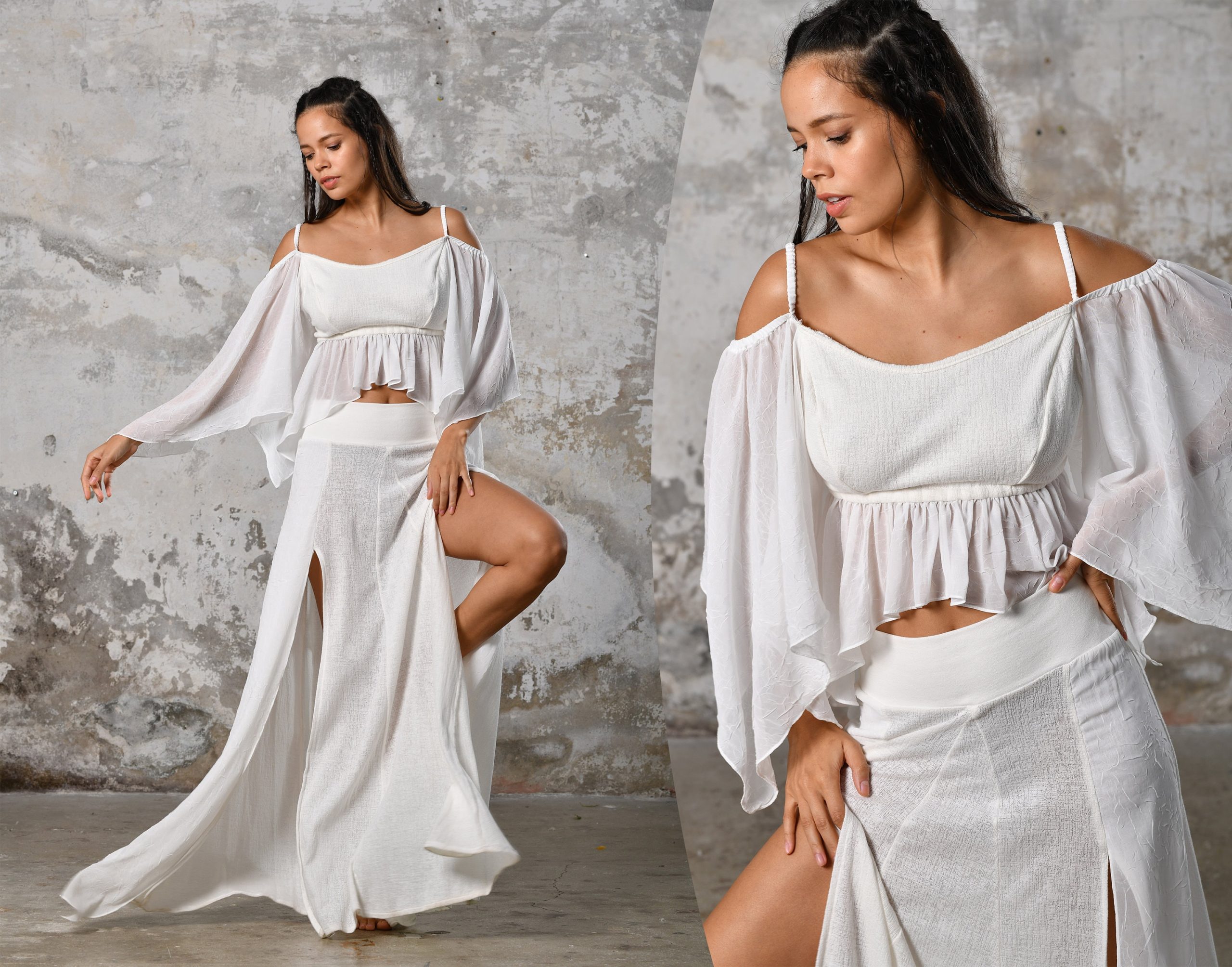 Off Shoulder White Boho Top Elegant Chic Women Off Shoulder White Boho Top Elegant Chic Women