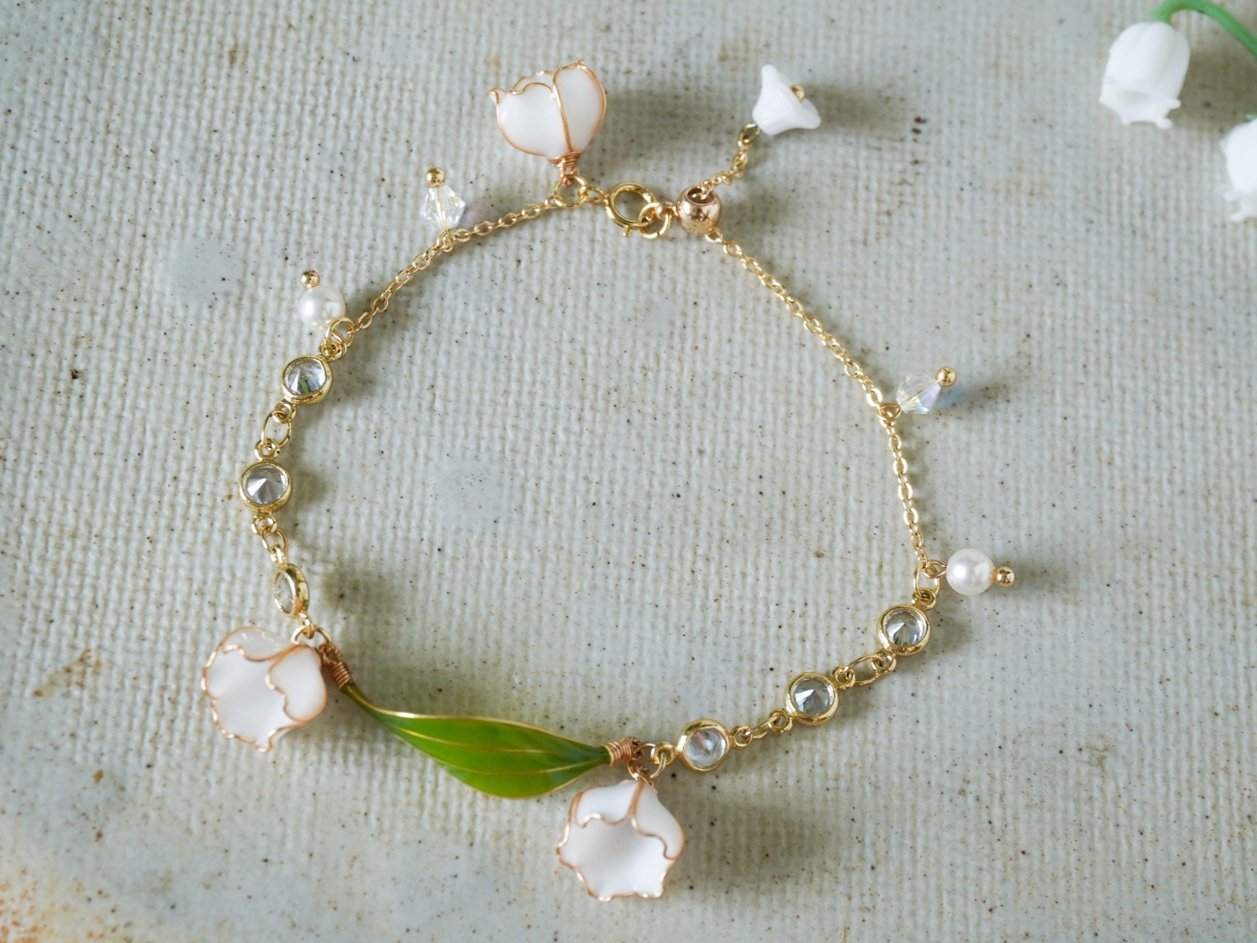 Lily Valley Flower Bracelet Original Handmade Copper Wire