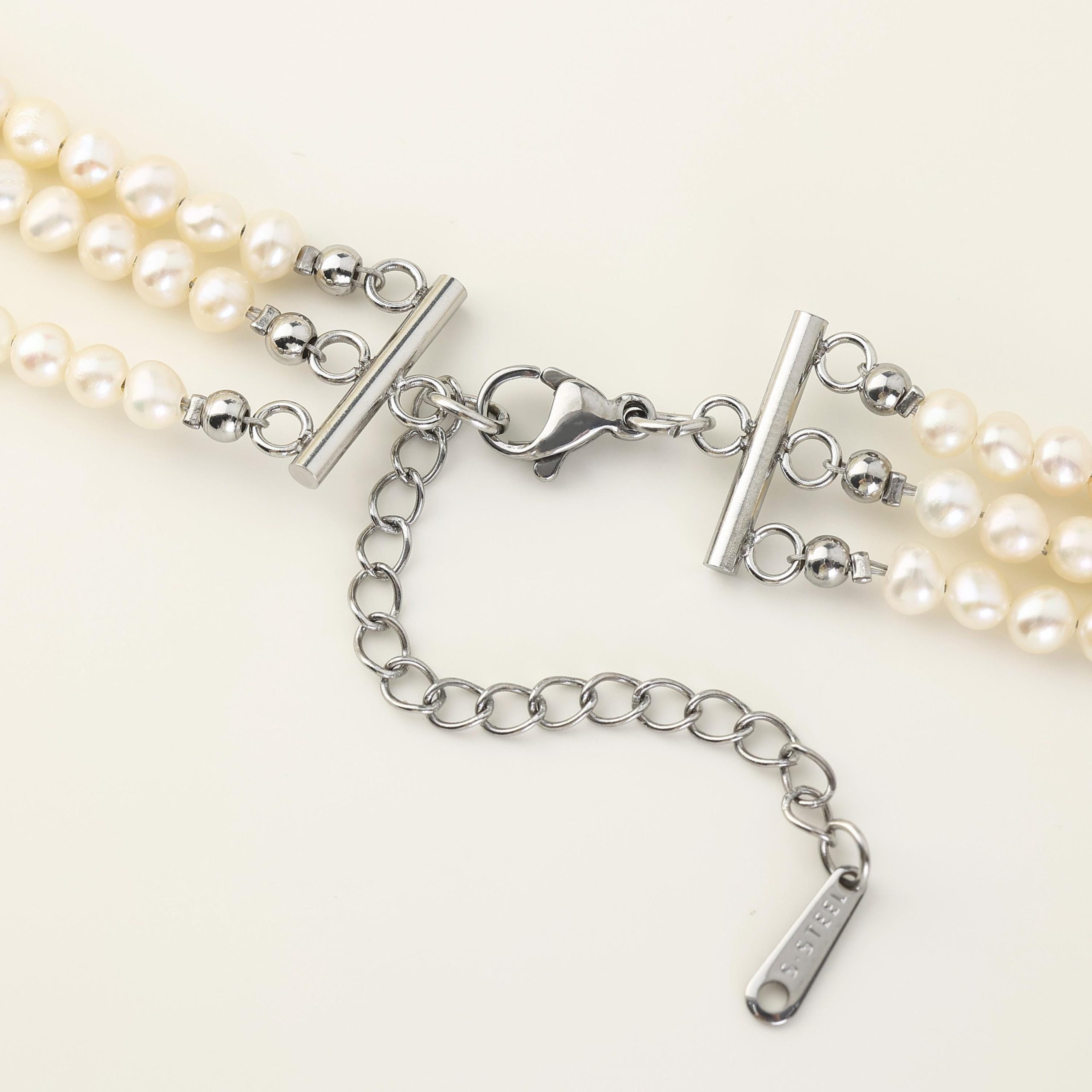 Tiny Freshwater Pearl Choker Necklace 3 Layered Thin Tiny Freshwater Pearl Choker Necklace 3 Layered Thin